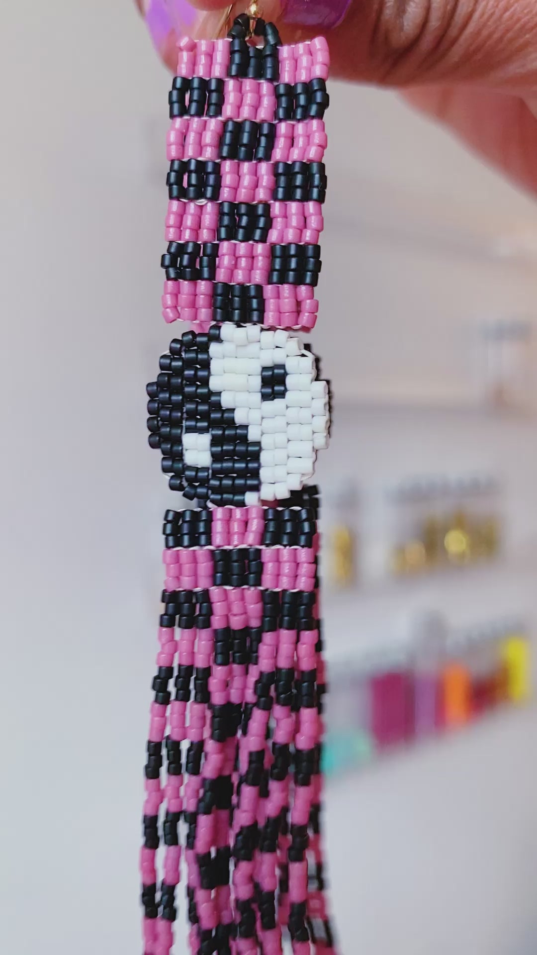 Yin Yang + Checkerboard Earrings - lilac 🍇