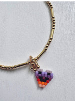 Load image into Gallery viewer, HEART CHARM - ombre purple smiley
