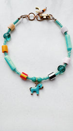 Load image into Gallery viewer, Critter Bracelet - aqua pony - tan / dusty lilac
