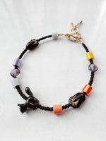 Load image into Gallery viewer, Critter Bracelet - black kitty - dusk / merigold
