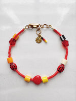 Load image into Gallery viewer, ToyBoxCritter Bracelet - matte red ladybugs 001
