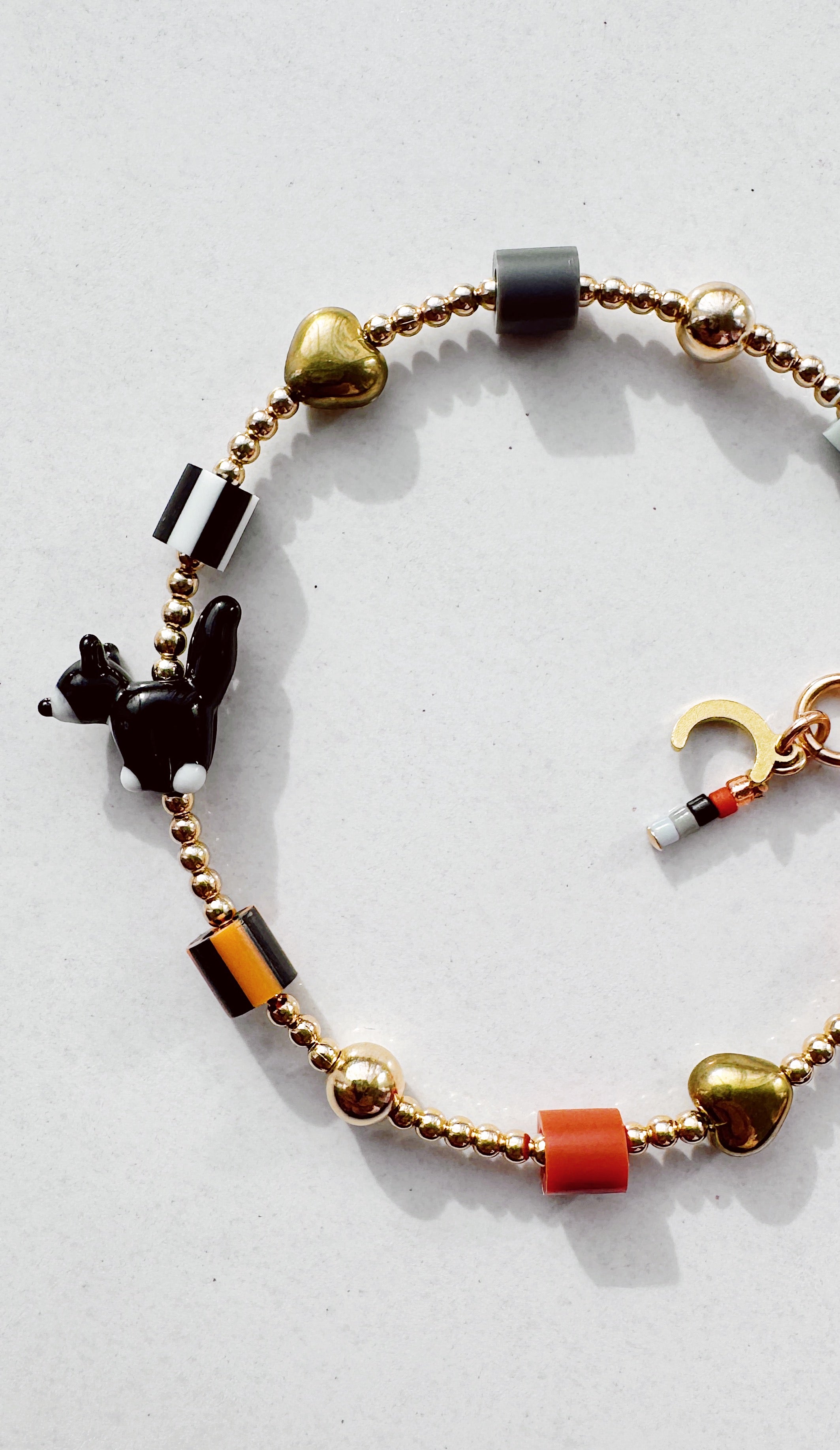 Golden Critter Bracelet - tuxie kitty - dusk / persimmon