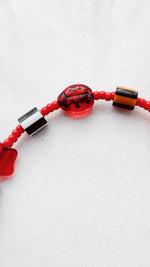 Load image into Gallery viewer, Critter Bracelet - red ladybug - flame / white
