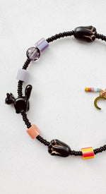 Load image into Gallery viewer, Critter Bracelet - black kitty - dusk / merigold
