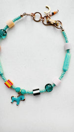 Load image into Gallery viewer, Critter Bracelet - aqua pony - tan / dusty lilac
