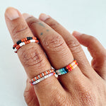 Load image into Gallery viewer, THICC STRIPE RING SET - black / brick / ivory
