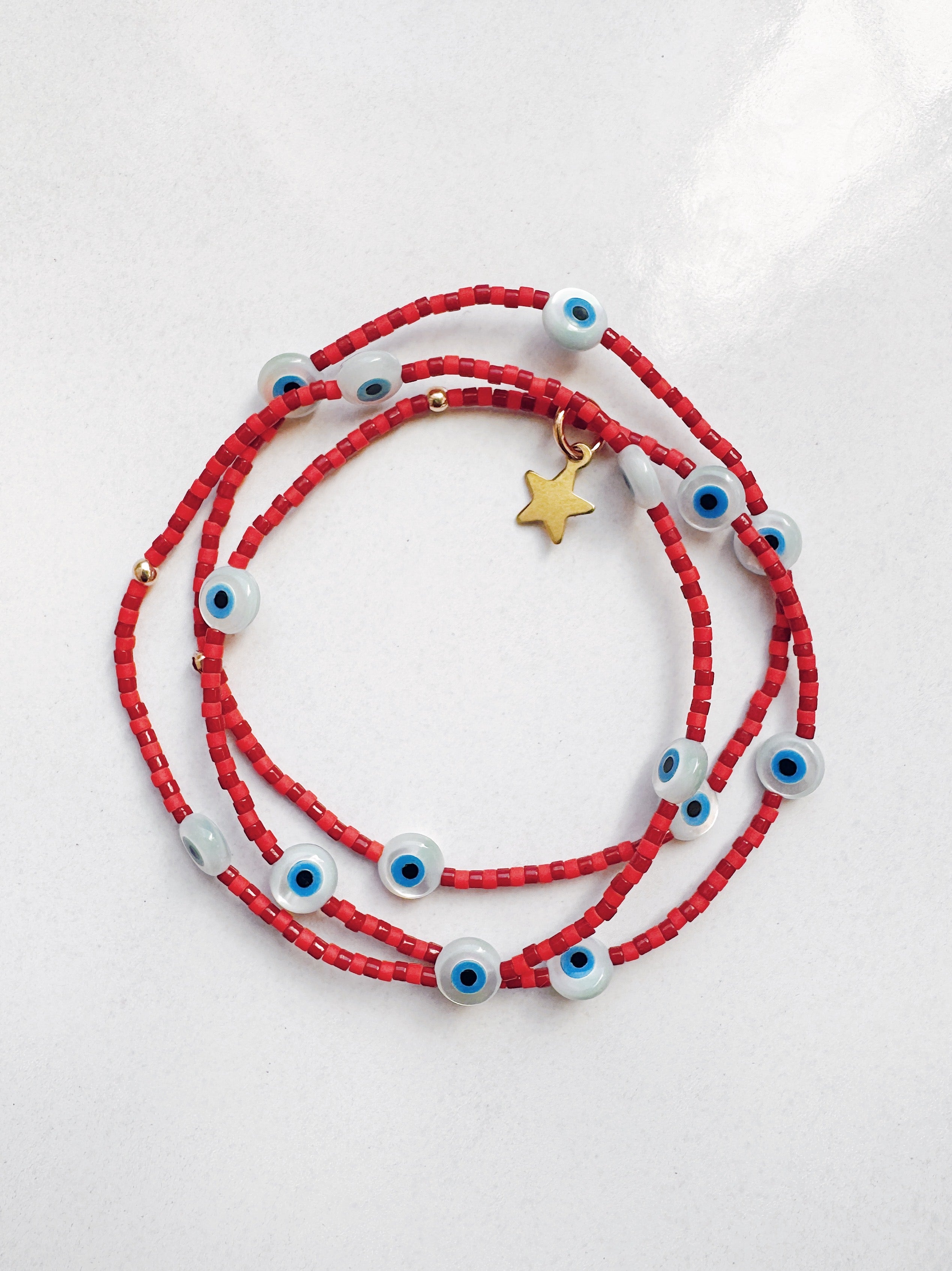 Evil Eye Bracelet - holiday brick / red