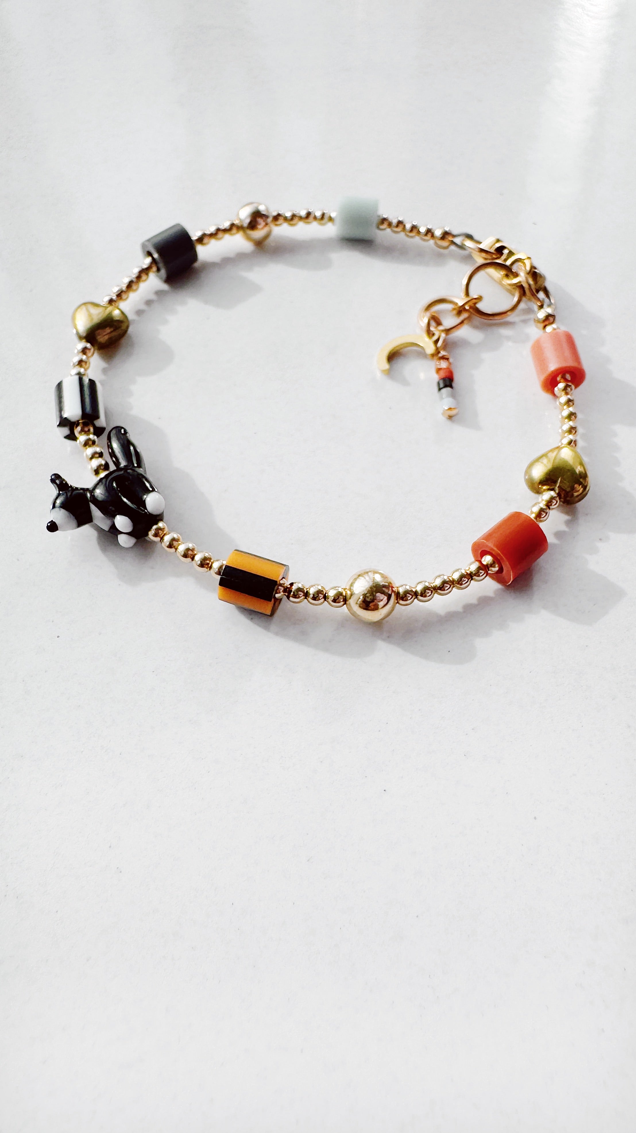 Golden Critter Bracelet - tuxie kitty - dusk / persimmon