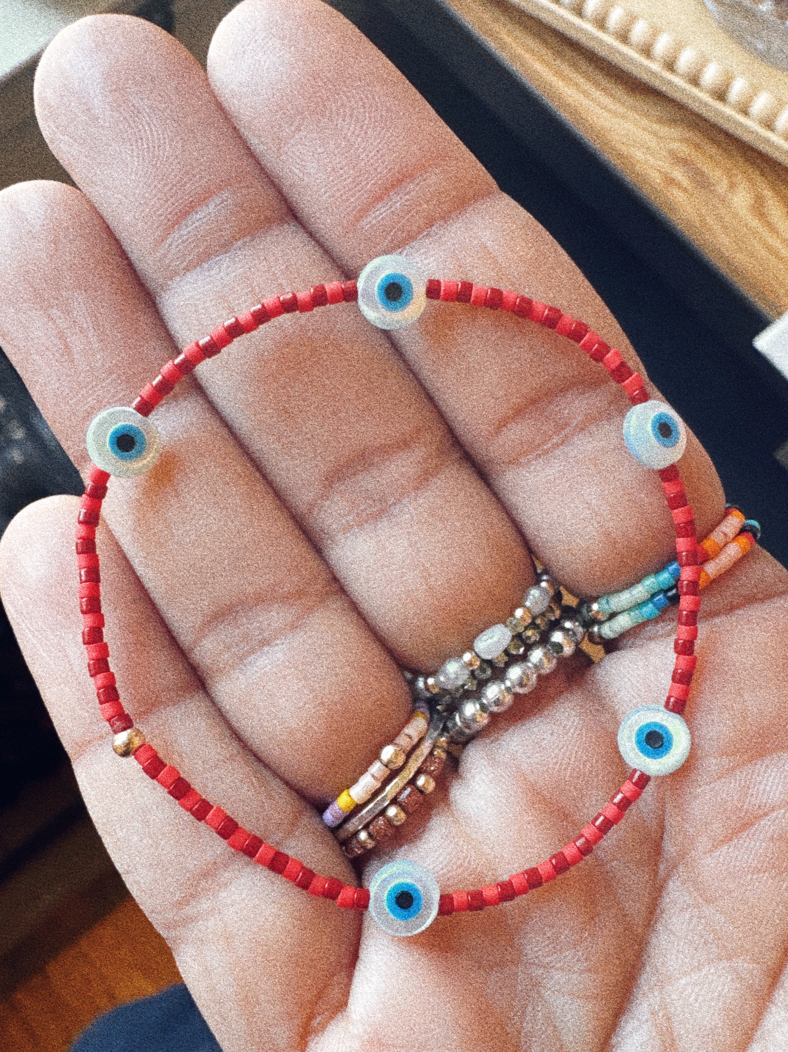 Evil Eye Bracelet - holiday brick / red