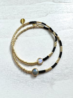 Load image into Gallery viewer, TILT BRACELET - black n gold (choose your stone)
