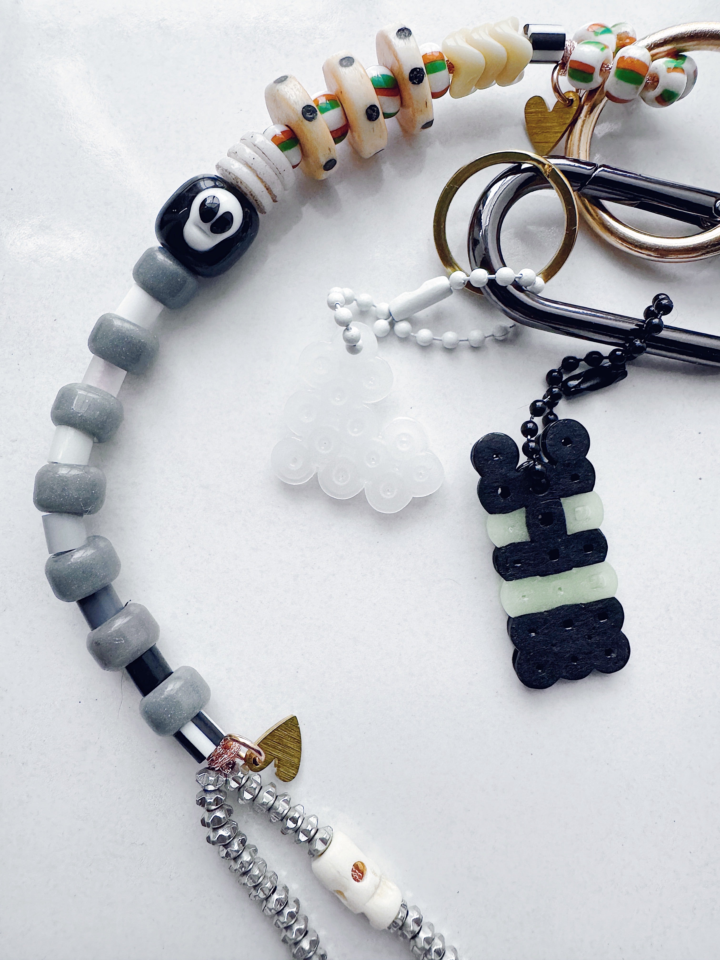 XXXL Long Bag Charm - black skull + surprise :)