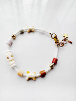 Load image into Gallery viewer, Critter Bracelet - ivory skull n bones - brown / ghost
