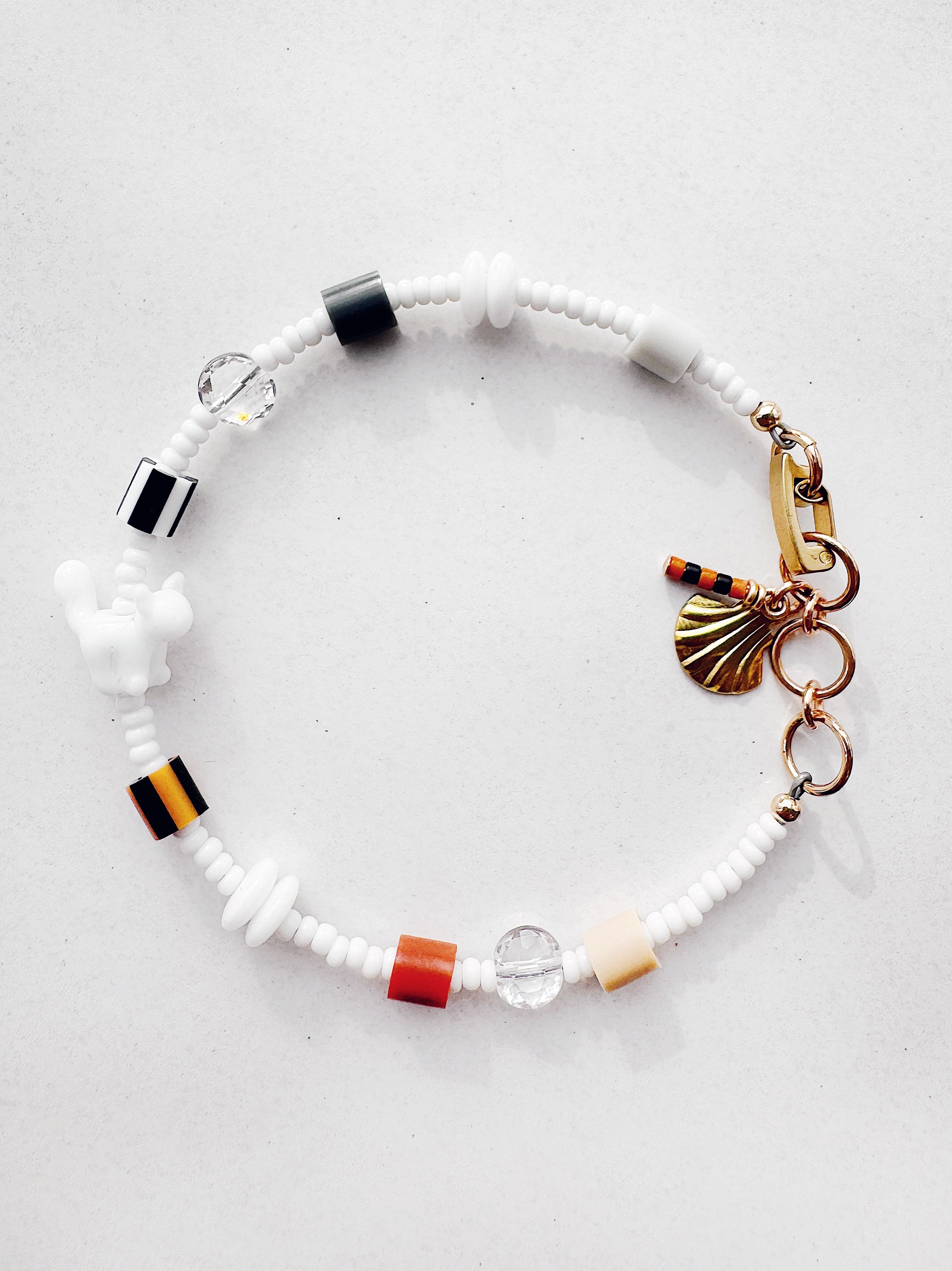 Critter Bracelet - ghost kitty - grey / tan