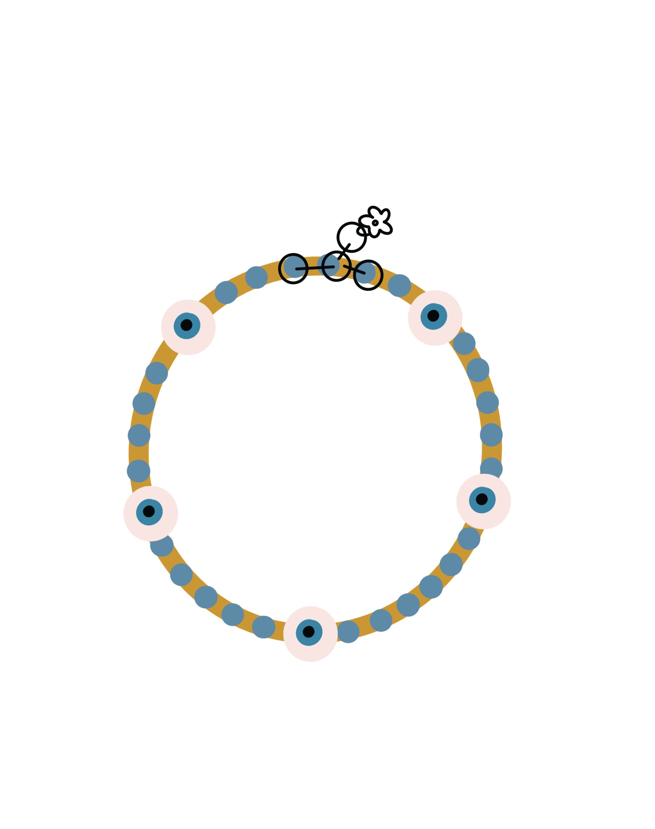 BYOB : Evil Eye Bracelet ~ mini stripe (2 colors + elastic or adjustable)