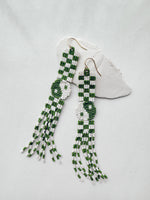 Load image into Gallery viewer, sample 032 - yin yang checkerboard earrings - ivory / gator

