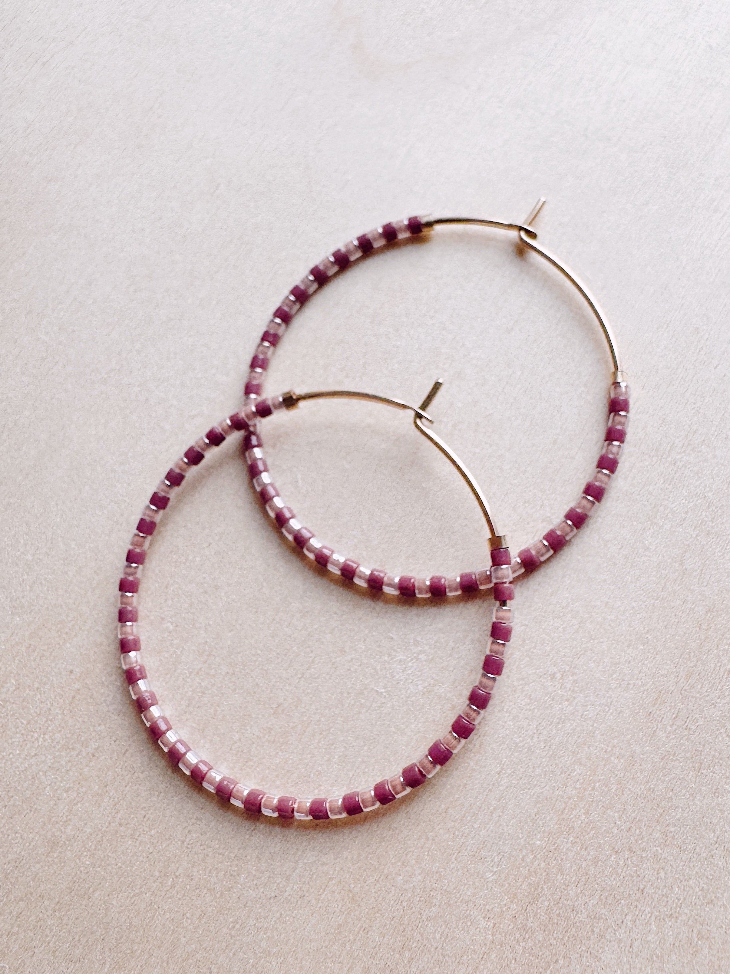 Mini Stripe Hoops - lilac on lilac - sample