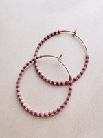 Load image into Gallery viewer, Mini Stripe Hoops - lilac on lilac - sample
