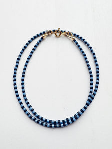 Mini Stripe Necklace - blue / black