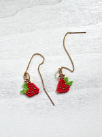 Load image into Gallery viewer, STRAWBERRY EAR THREADERS - 14K gold fill
