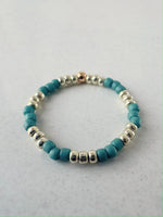 Load image into Gallery viewer, THICC STRIPE RING - teal / silver - size 6/7
