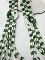 Load image into Gallery viewer, sample 032 - yin yang checkerboard earrings - ivory / gator
