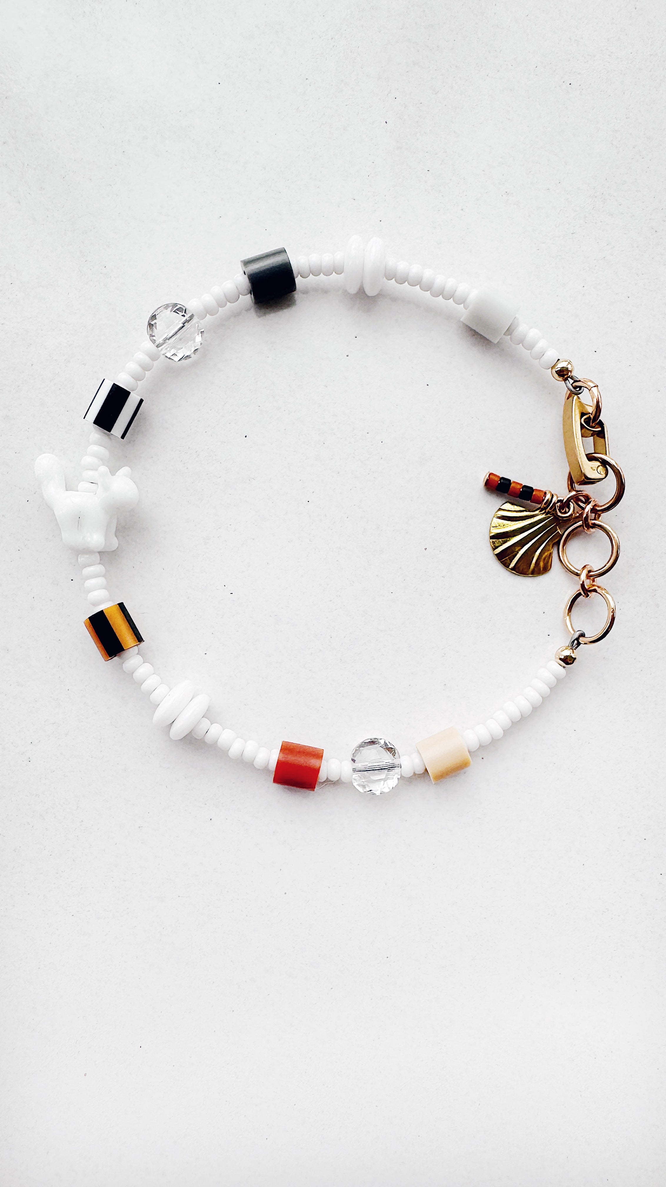 Critter Bracelet - ghost kitty - grey / tan