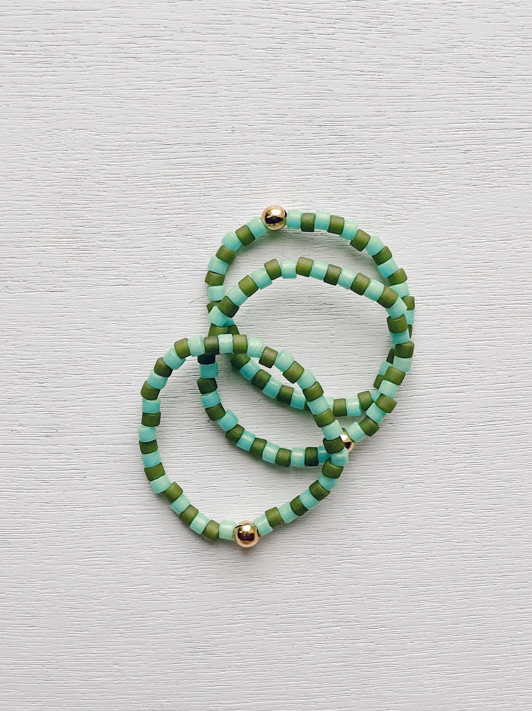 Mini Stripe Ring - aqua / olive