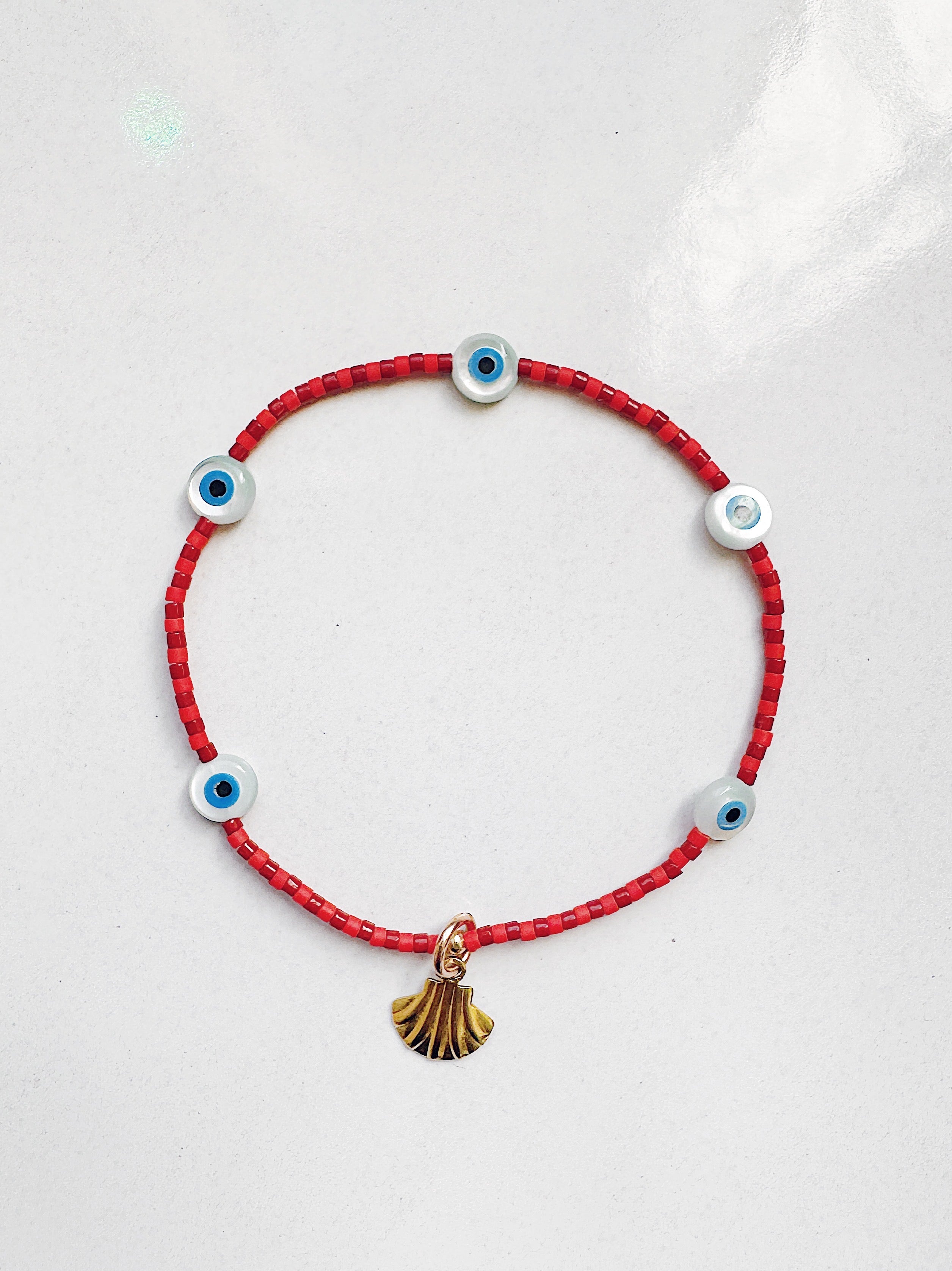 Evil Eye Bracelet - holiday brick / red