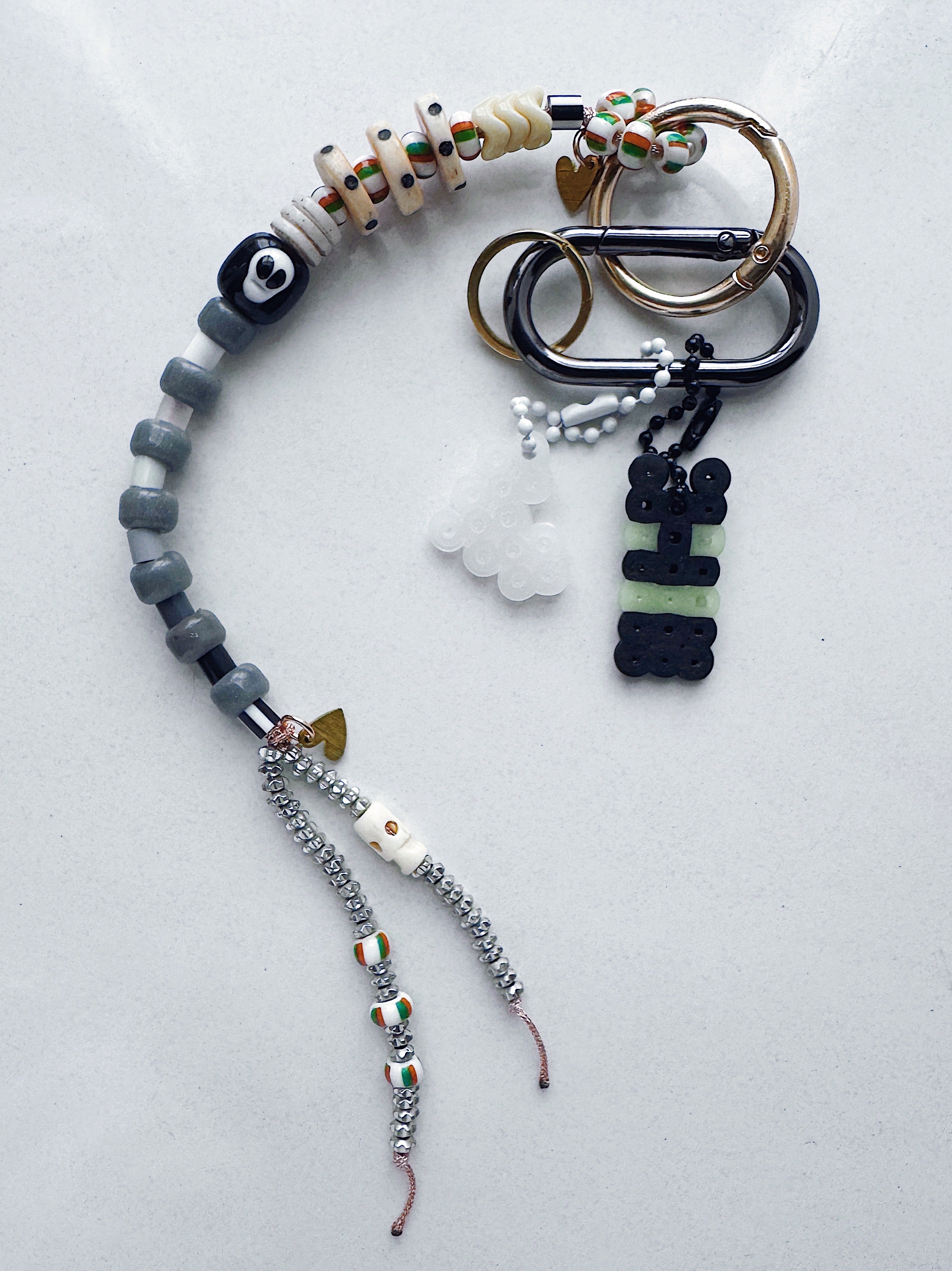 XXXL Long Bag Charm - black skull + surprise :)