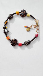 Load image into Gallery viewer, Critter Bracelet - black penguin - brick / lemon
