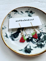 Load image into Gallery viewer, STRAWBERRY EAR THREADERS - 14K gold fill
