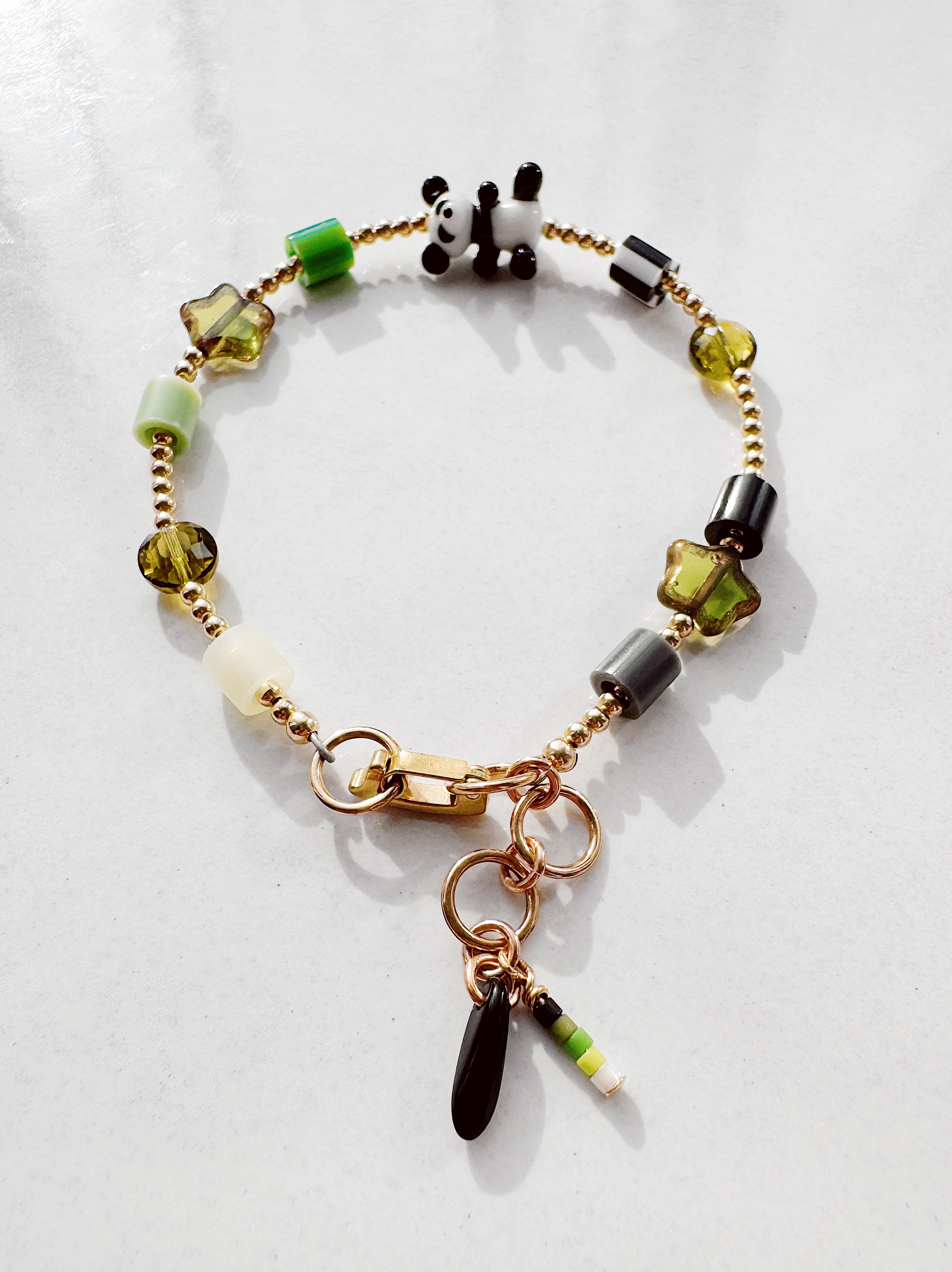 Golden Critter Bracelet - panda - glow / grey
