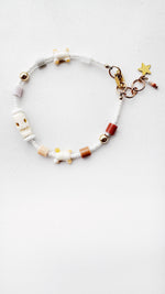 Load image into Gallery viewer, Critter Bracelet - ivory skull n bones - brown / ghost
