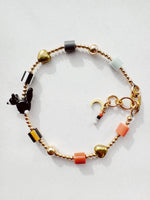Load image into Gallery viewer, Golden Critter Bracelet - tuxie kitty - dusk / persimmon
