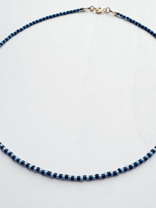 Mini Stripe Necklace - blue / black