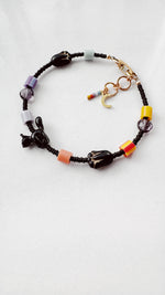 Load image into Gallery viewer, Critter Bracelet - black kitty - dusk / merigold
