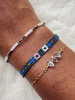 Load image into Gallery viewer, sample 010 - blooms woven bracelet - deep blue
