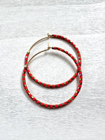 Load image into Gallery viewer, MINI STRIPE HOOPS - hottie red
