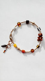 Load image into Gallery viewer, Golden Critter Bracelet - brown bear - fog / merigold
