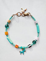 Load image into Gallery viewer, Critter Bracelet - aqua pony - tan / dusty lilac
