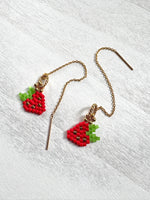 Load image into Gallery viewer, STRAWBERRY EAR THREADERS - 14K gold fill
