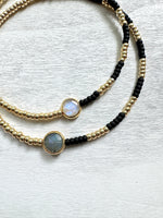 Load image into Gallery viewer, TILT BRACELET - black n gold (choose your stone)
