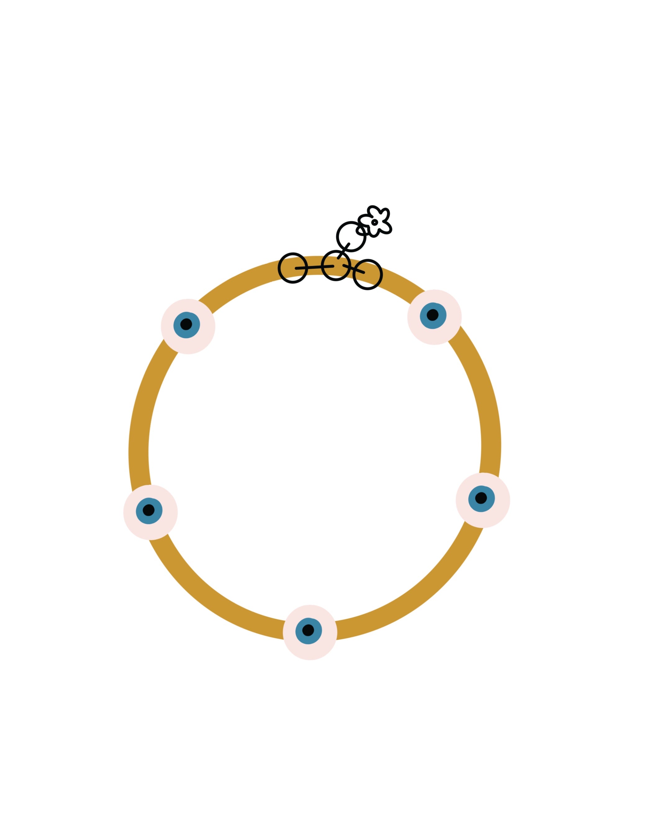 BYOB : Evil Eye Bracelet ~ solid (1 color + elastic or adjustable)