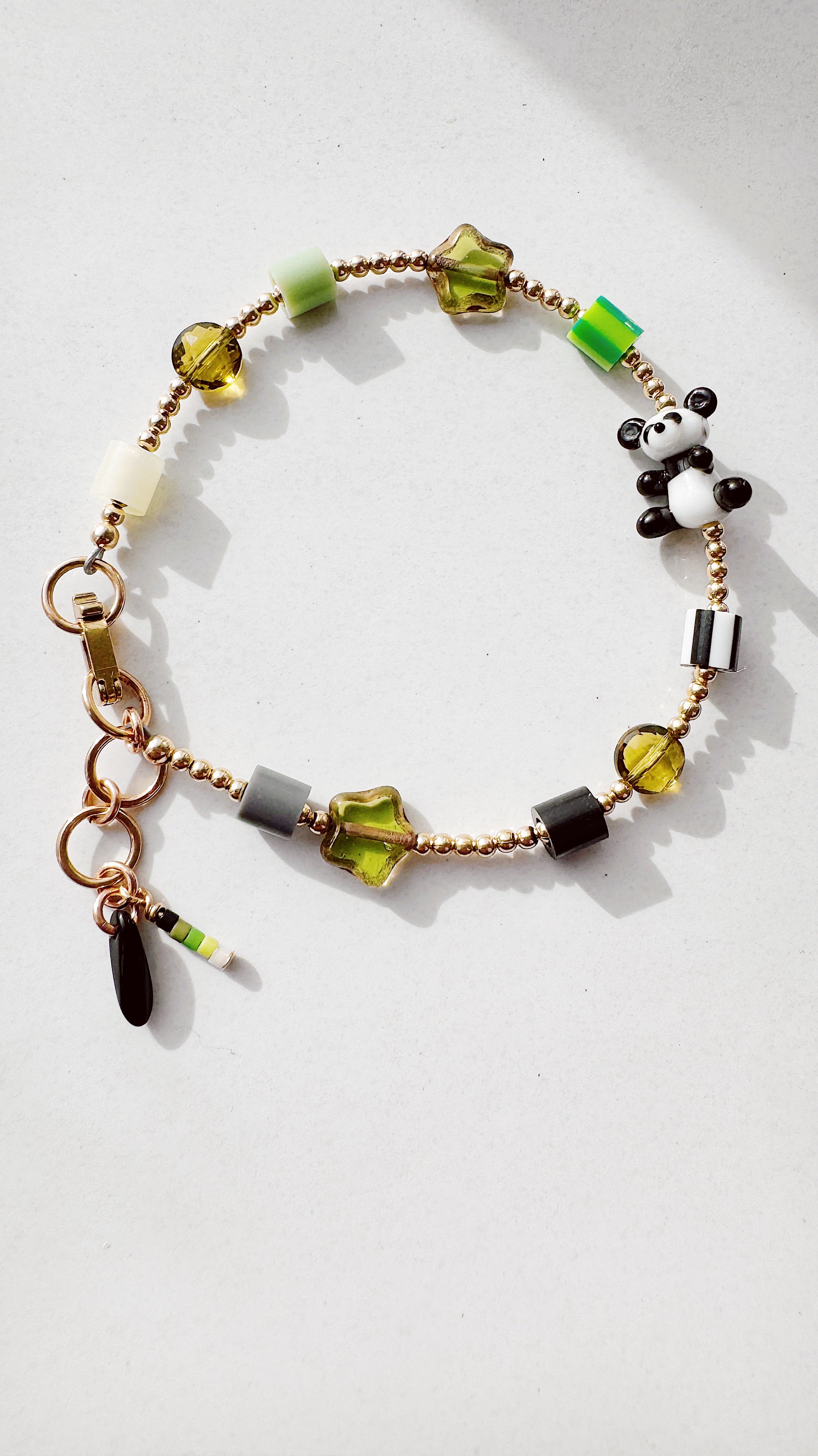 Golden Critter Bracelet - panda - glow / grey