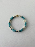 Load image into Gallery viewer, THICC STRIPE RING - teal / silver - size 6/7
