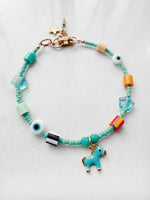 Load image into Gallery viewer, Critter Bracelet - aqua pony - aqua / tan
