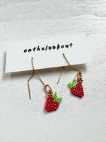 Load image into Gallery viewer, STRAWBERRY EAR THREADERS - 14K gold fill
