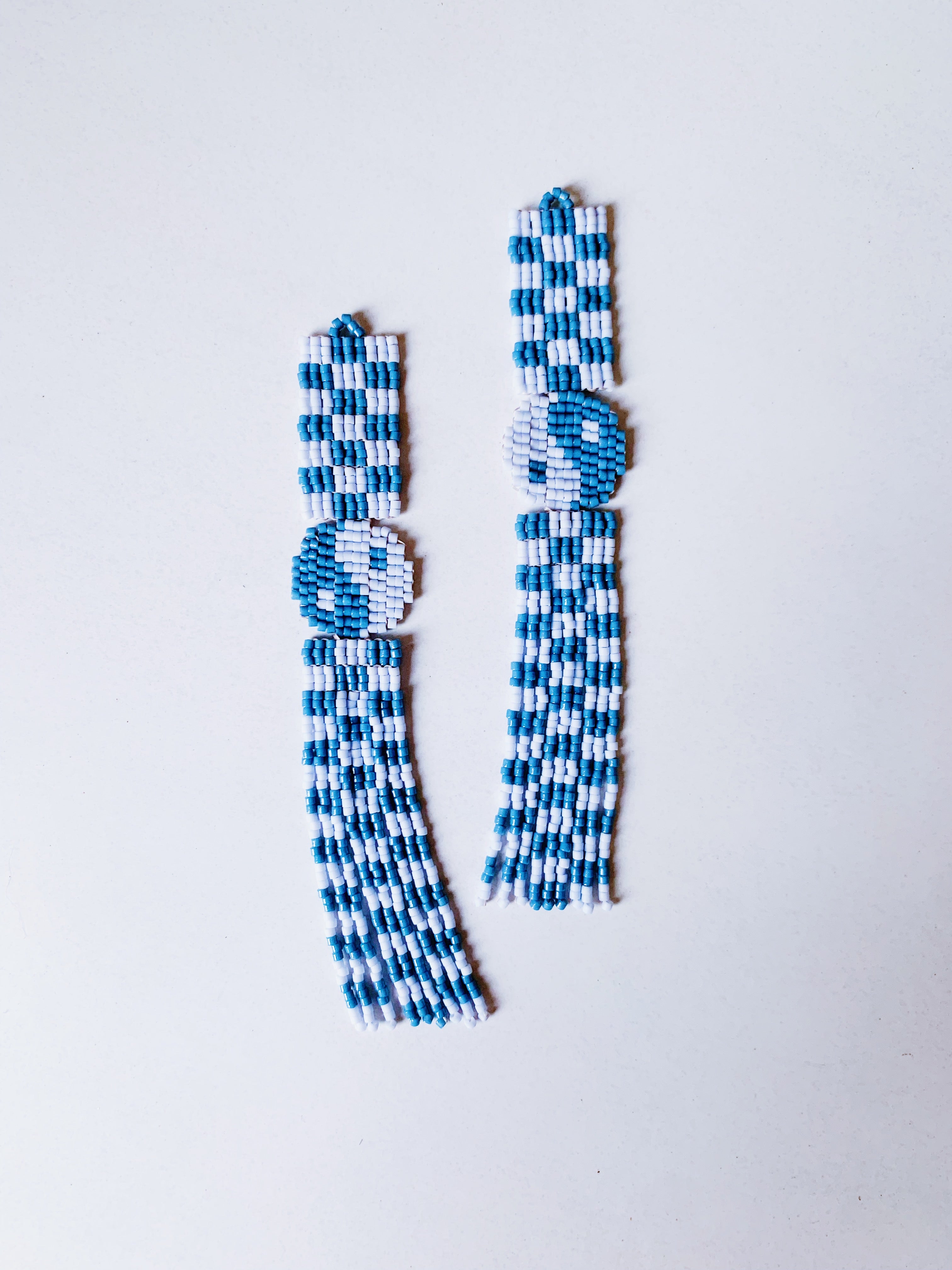 Yin Yang + Checkerboard Earrings - blue 🫐 *last pair*