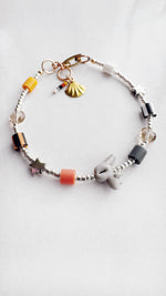 Load image into Gallery viewer, Critter Bracelet - silver kitty - merigold / white
