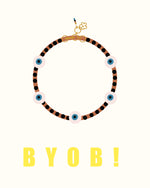 Load image into Gallery viewer, BYOB : Evil Eye Bracelet ~ mini stripe (2 colors + elastic or adjustable)
